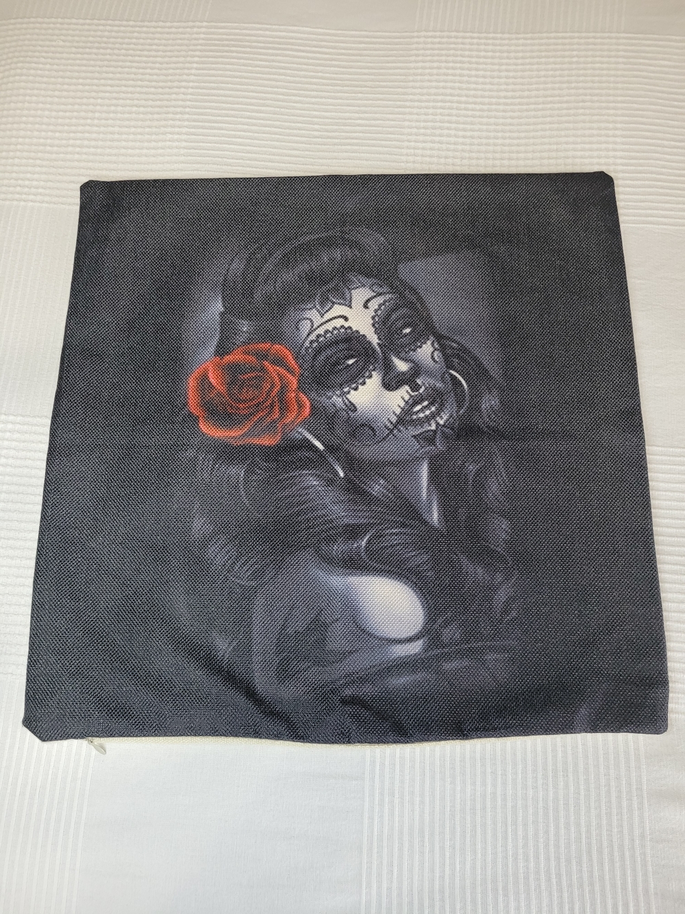 NWOT Day of the Dead Sugar Skull Woman Throw Pillow Cover